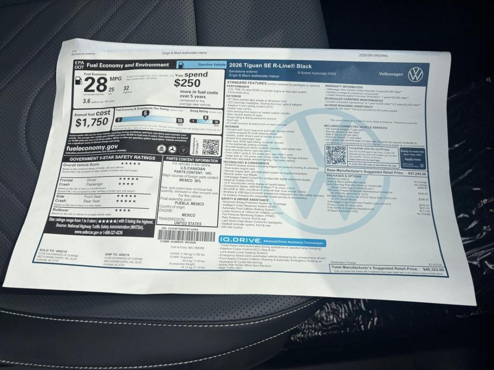 2026 Volkswagen Tiguan SE R-Line Black