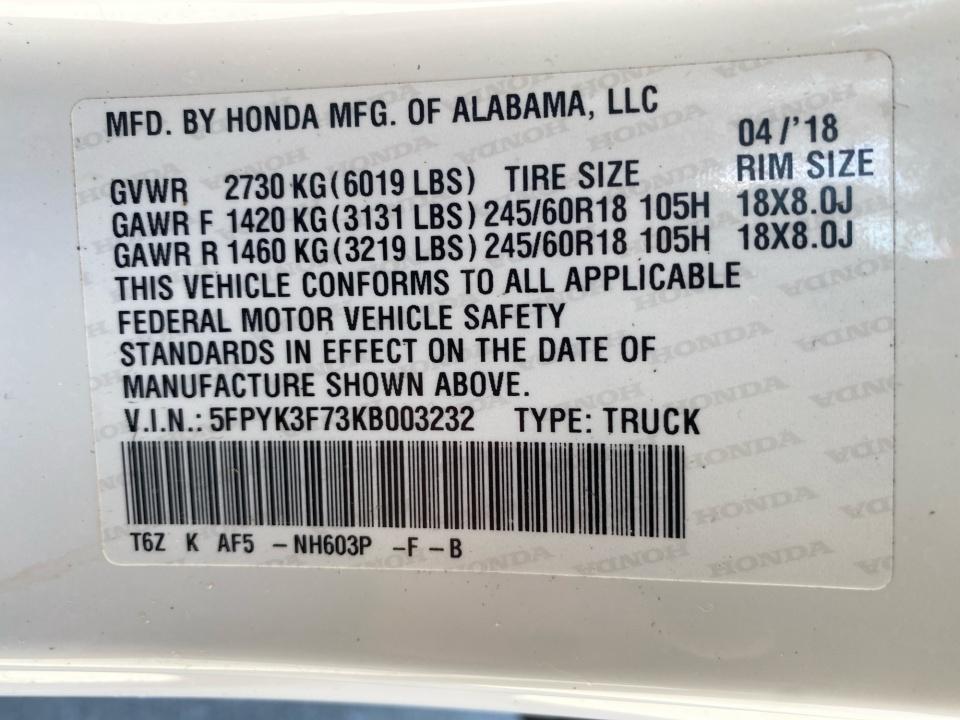 2019 Honda Ridgeline RTL-E
