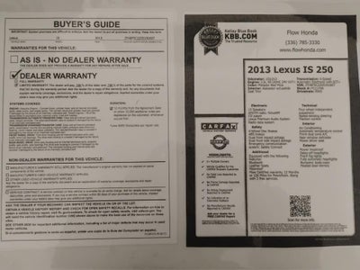 2013 Lexus IS 250 4dr Sport Sdn Auto RWD