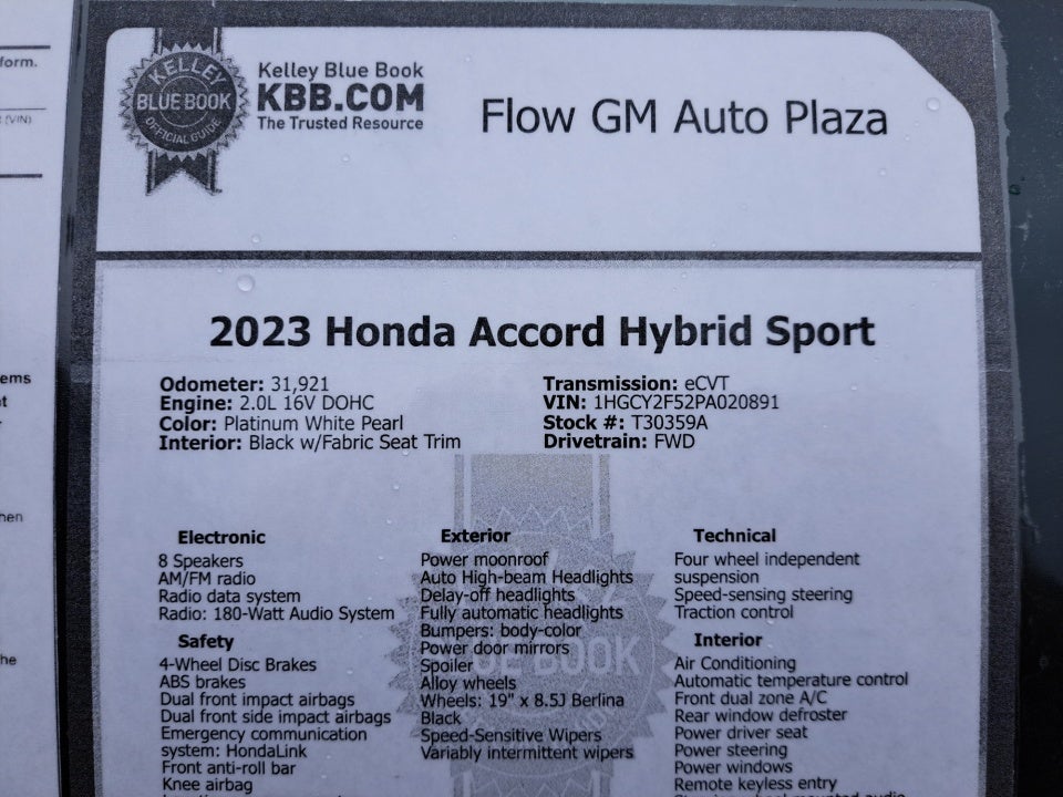 2023 Honda Accord Hybrid Sport