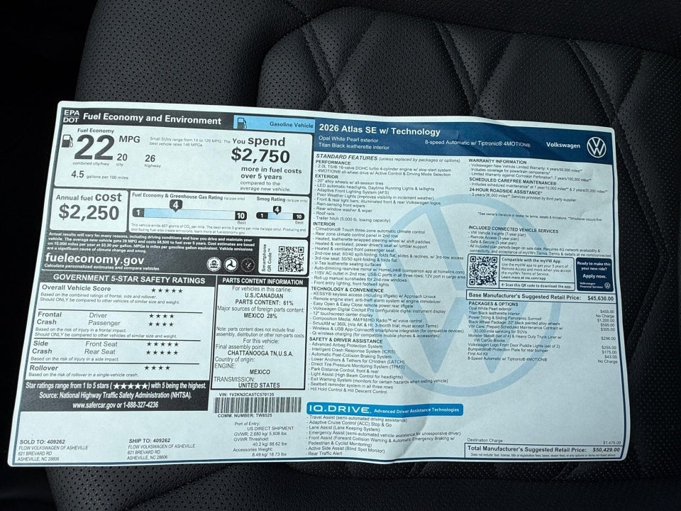 2026 Volkswagen Atlas SE with Technology