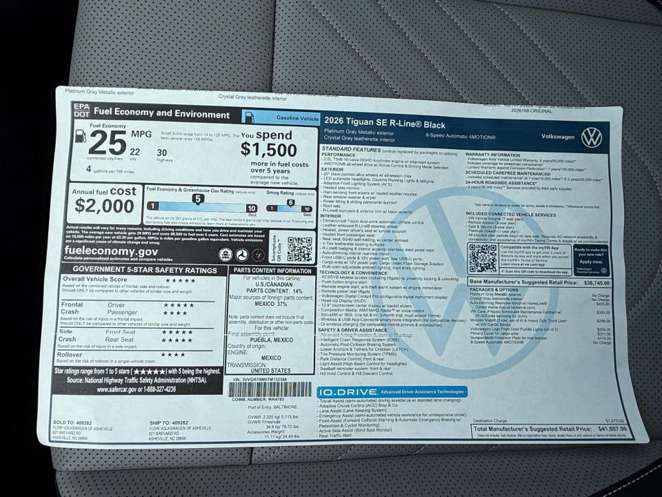 2026 Volkswagen Tiguan SE R-Line Black