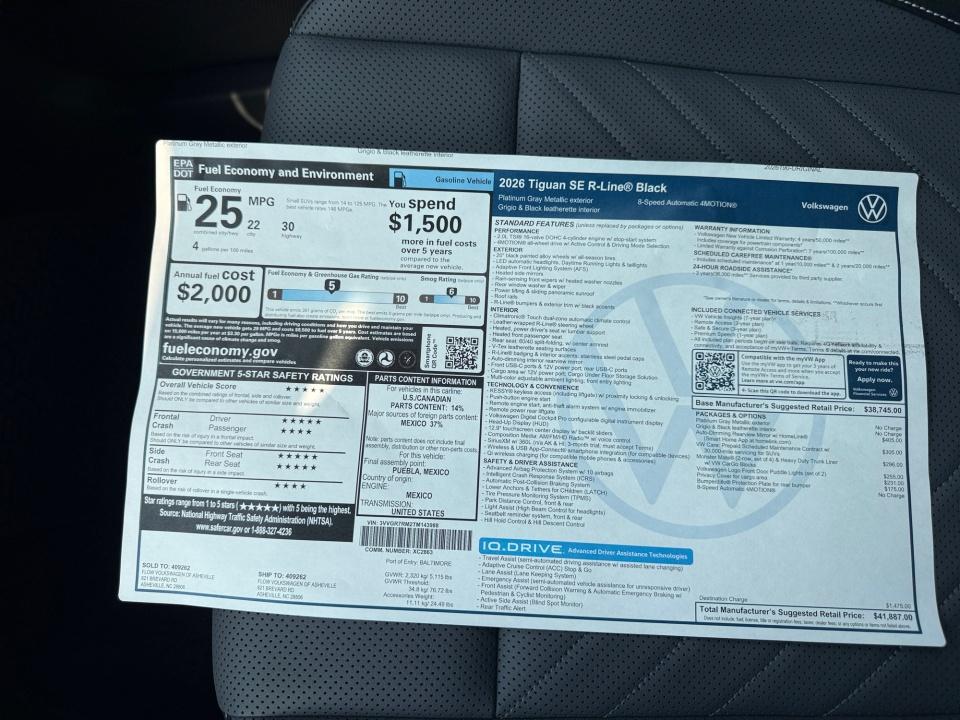 2026 Volkswagen Tiguan SE R-Line Black