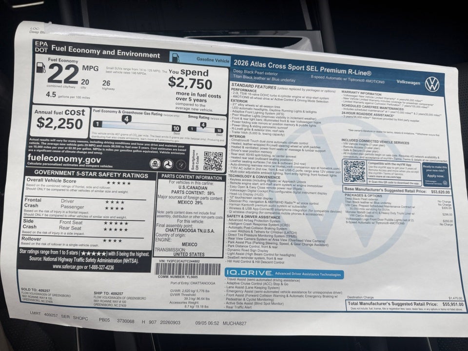 2026 Volkswagen Atlas Cross Sport 2.0T SEL Premium R-Line