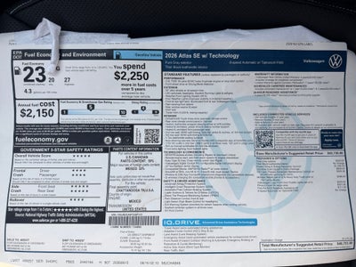 2026 Volkswagen Atlas 2.0T SE w/Technology