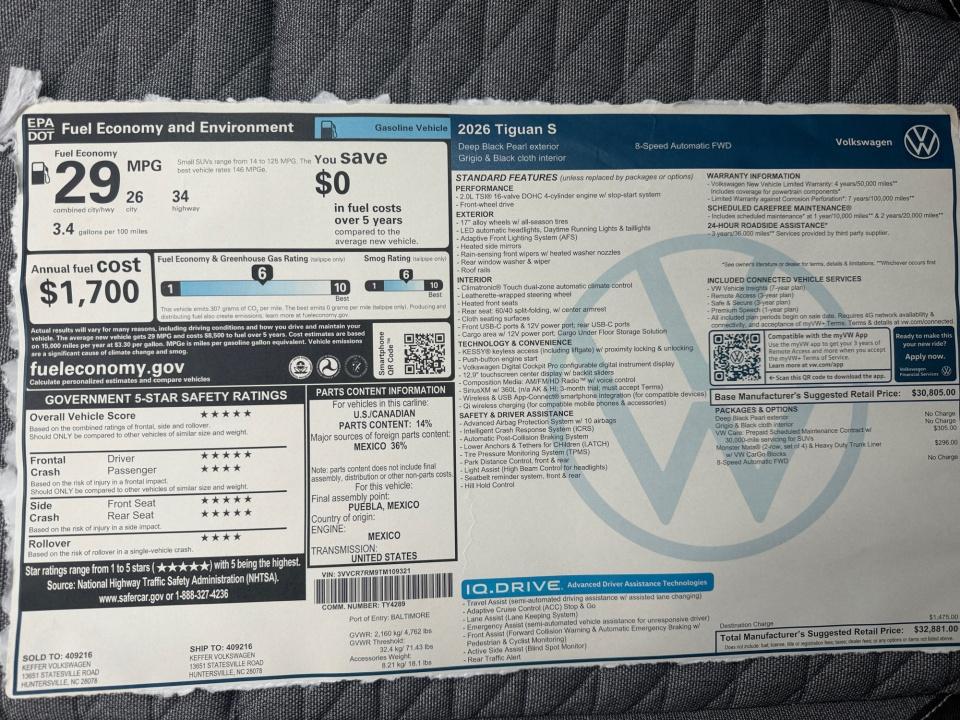 2026 Volkswagen Tiguan S