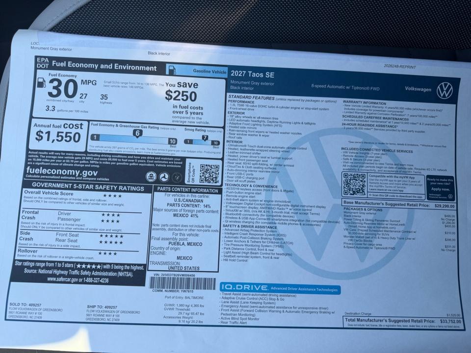 2027 Volkswagen Taos SE