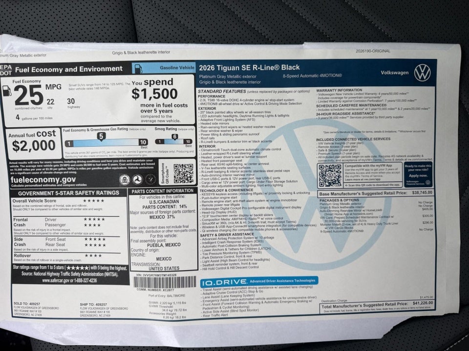 2026 Volkswagen Tiguan SE R-Line Black