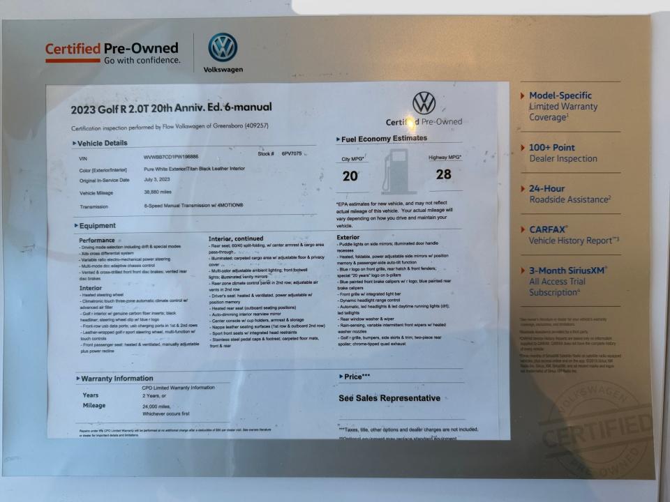 2023 Volkswagen Golf R 20th Anniversary Edition